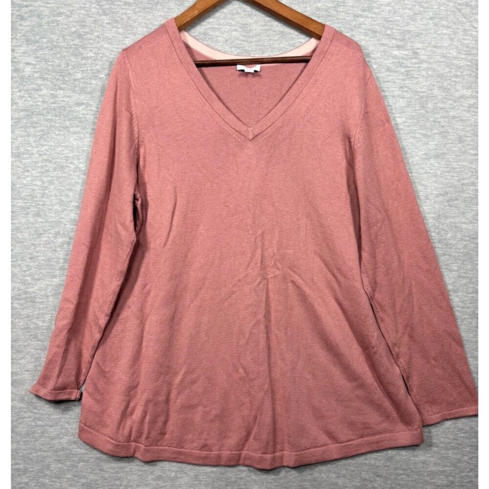 J.Jill Womens Womens Sweater XL Dusty Rose V-Neck Long Sleeve‎  Pullover Casual